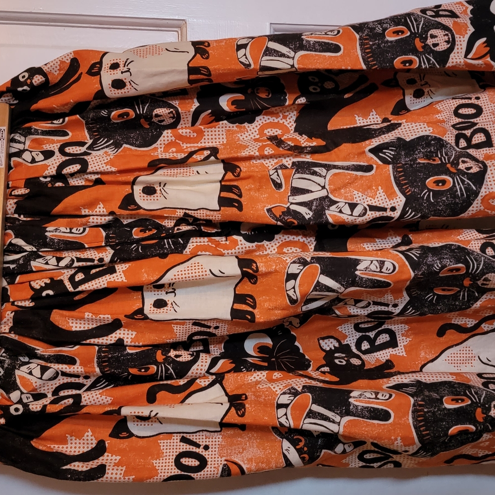 Vintage Halloween Cat Print Skirt
